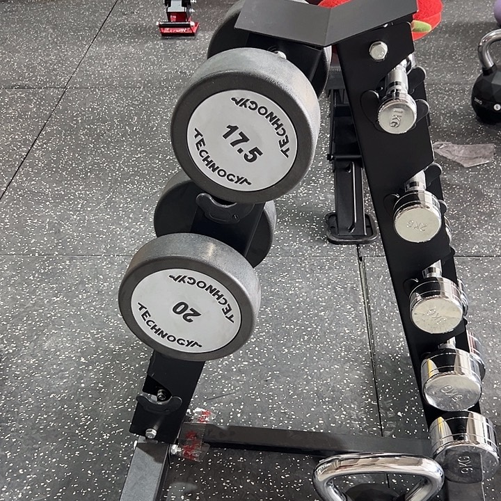 全新黑色实心碳钢6对哑铃架