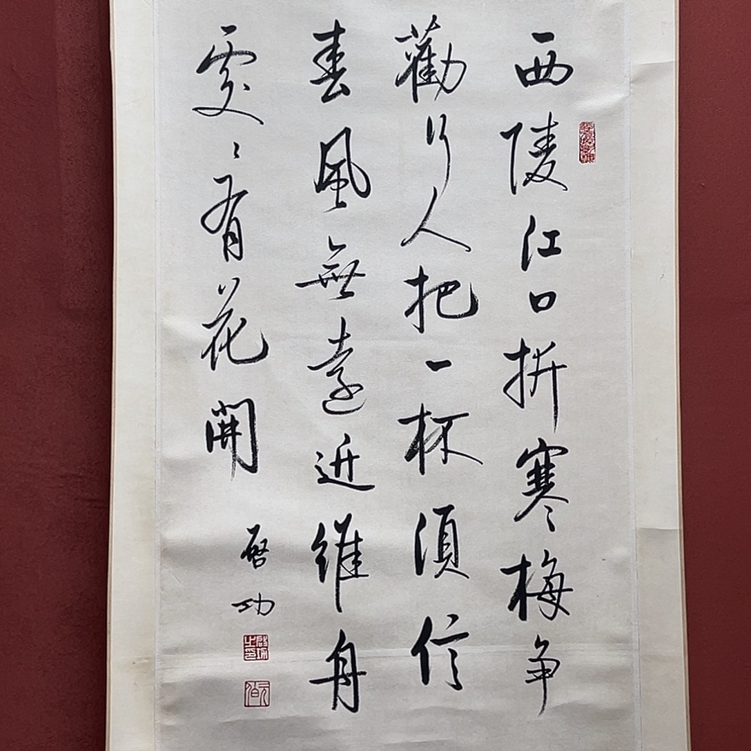 王***枪直播书法作品卷轴