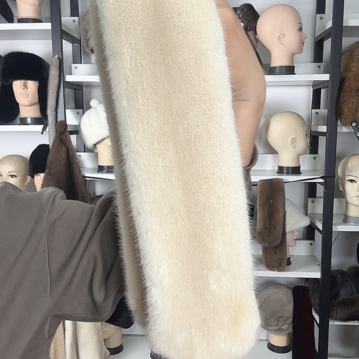 水貂皮进口珍珠米黄色水貂围巾600