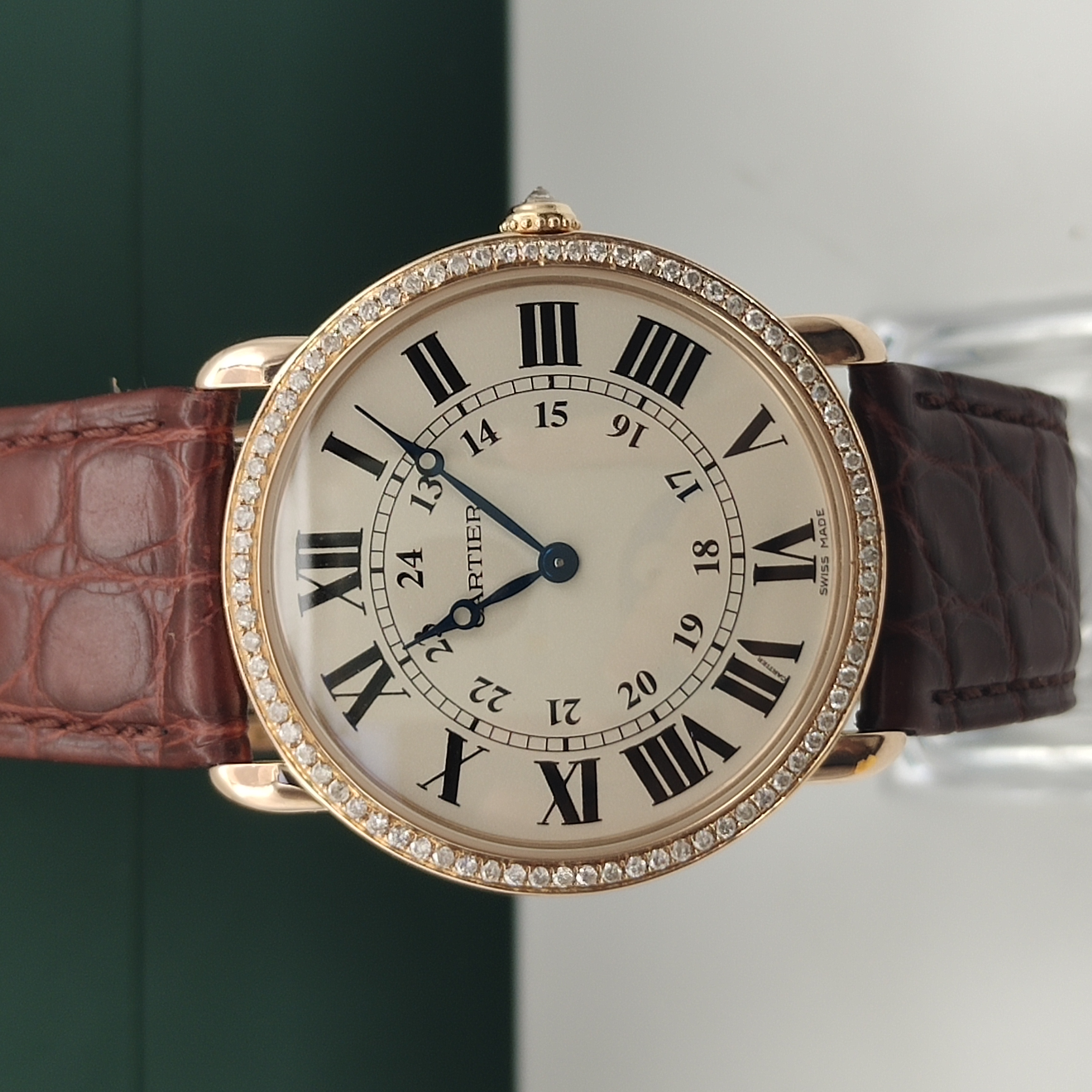 99新 Cartier/卡地亚 伦敦W6800251/后加钻/手动/表径36/玫瑰金