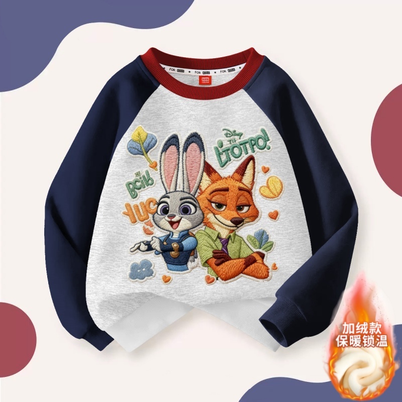仿刺绣疯狂动物城狐狸尼克痞帅男女童秋冬洋气可爱撞色卫衣插肩衣