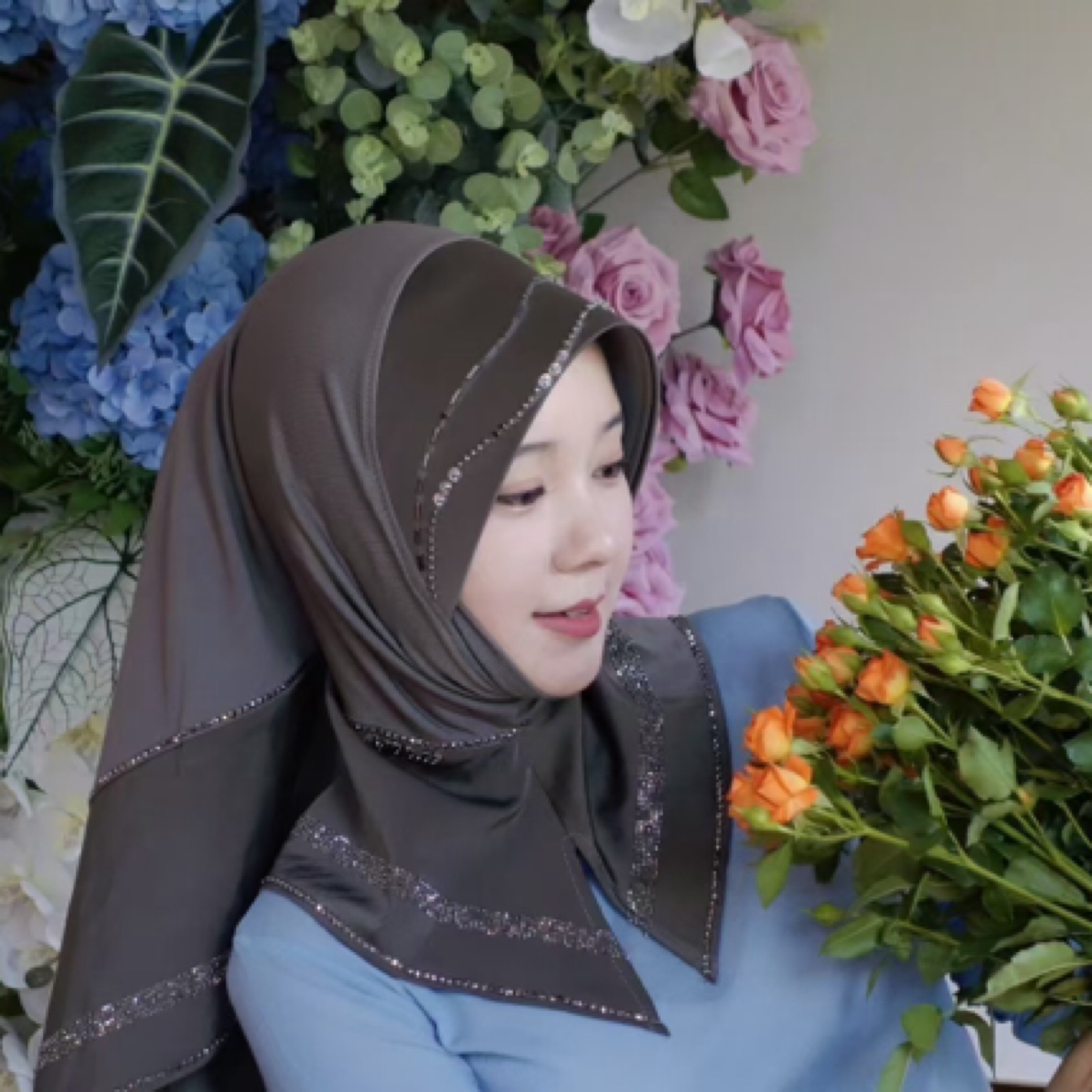 （不退换）森奈 戈梅拉 缎面撞色拼接 洋气高级