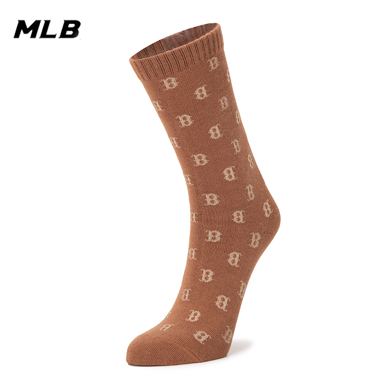 MLB袜子男袜女袜新款老花系列中筒袜时尚复古休闲运动袜3ASOMM13N