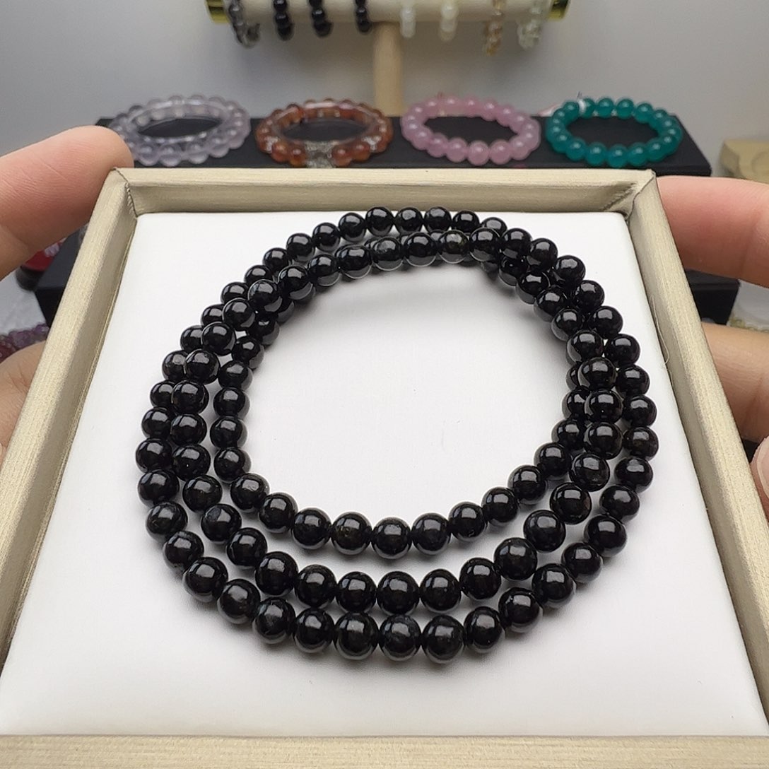 手串辉石未镶嵌金运石三圈(有瑕放漏版)5mm