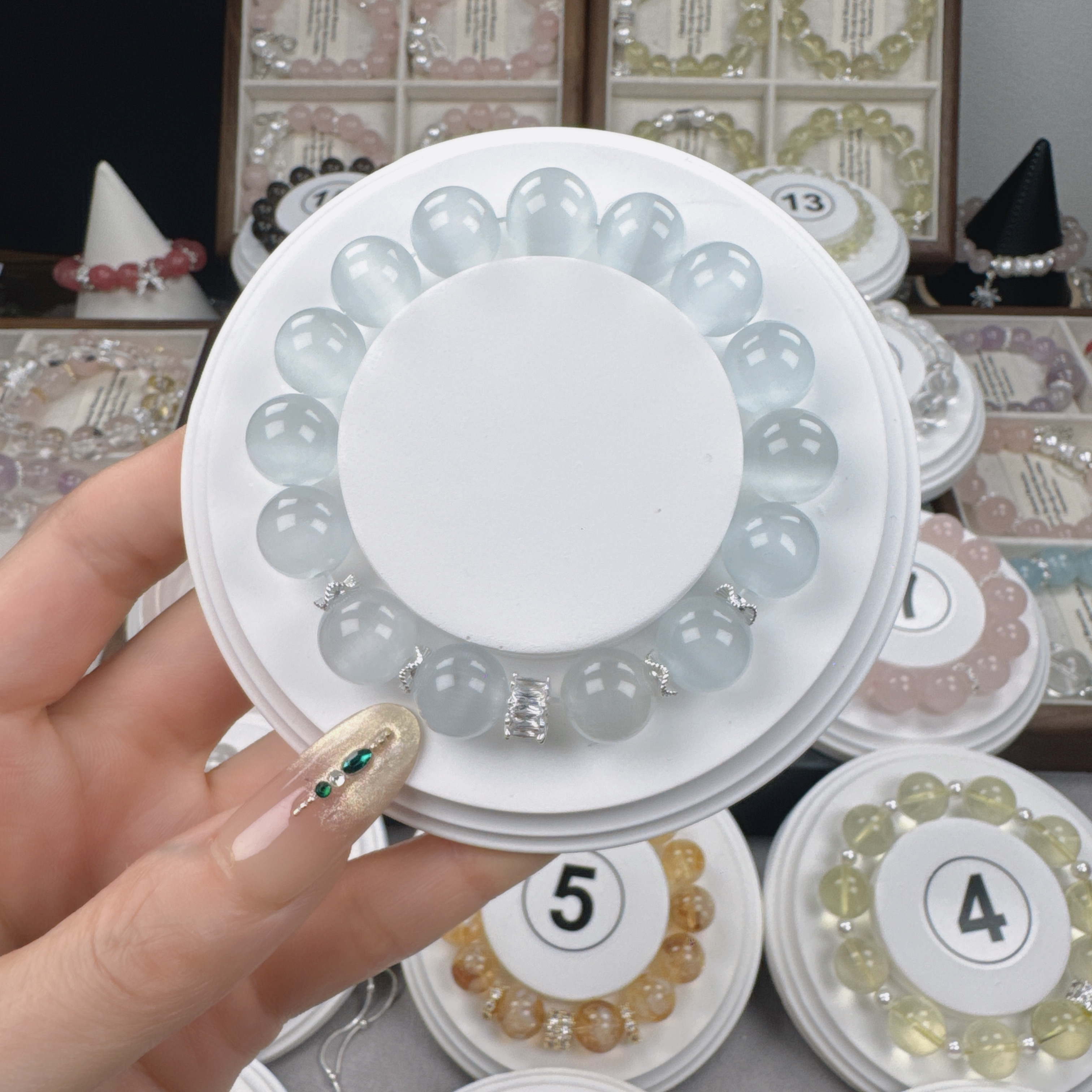 灰月光 猫眼 手串百搭时尚简约