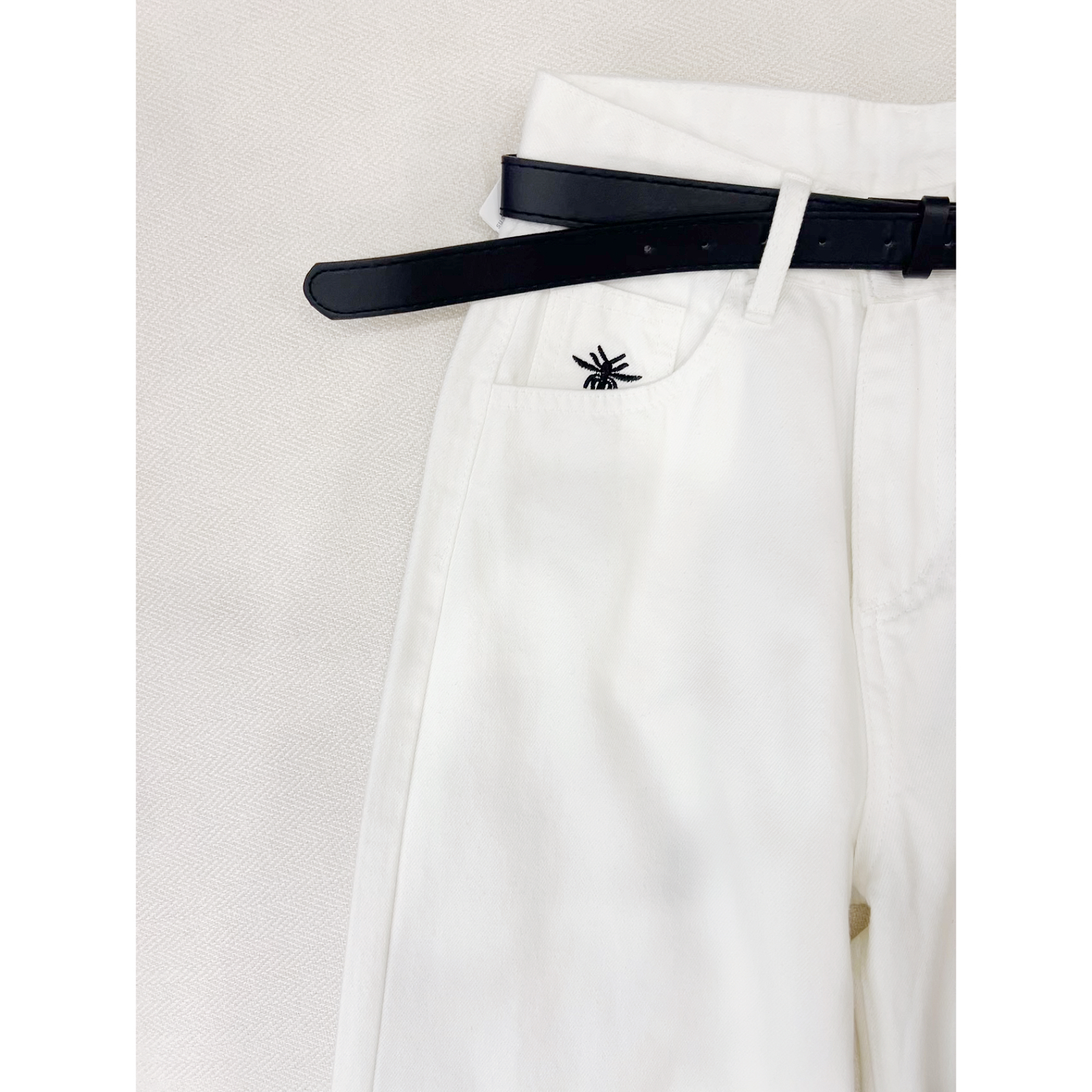 【susu】秋季显瘦高腰时尚白色百搭简约显腿长直筒女士长裤