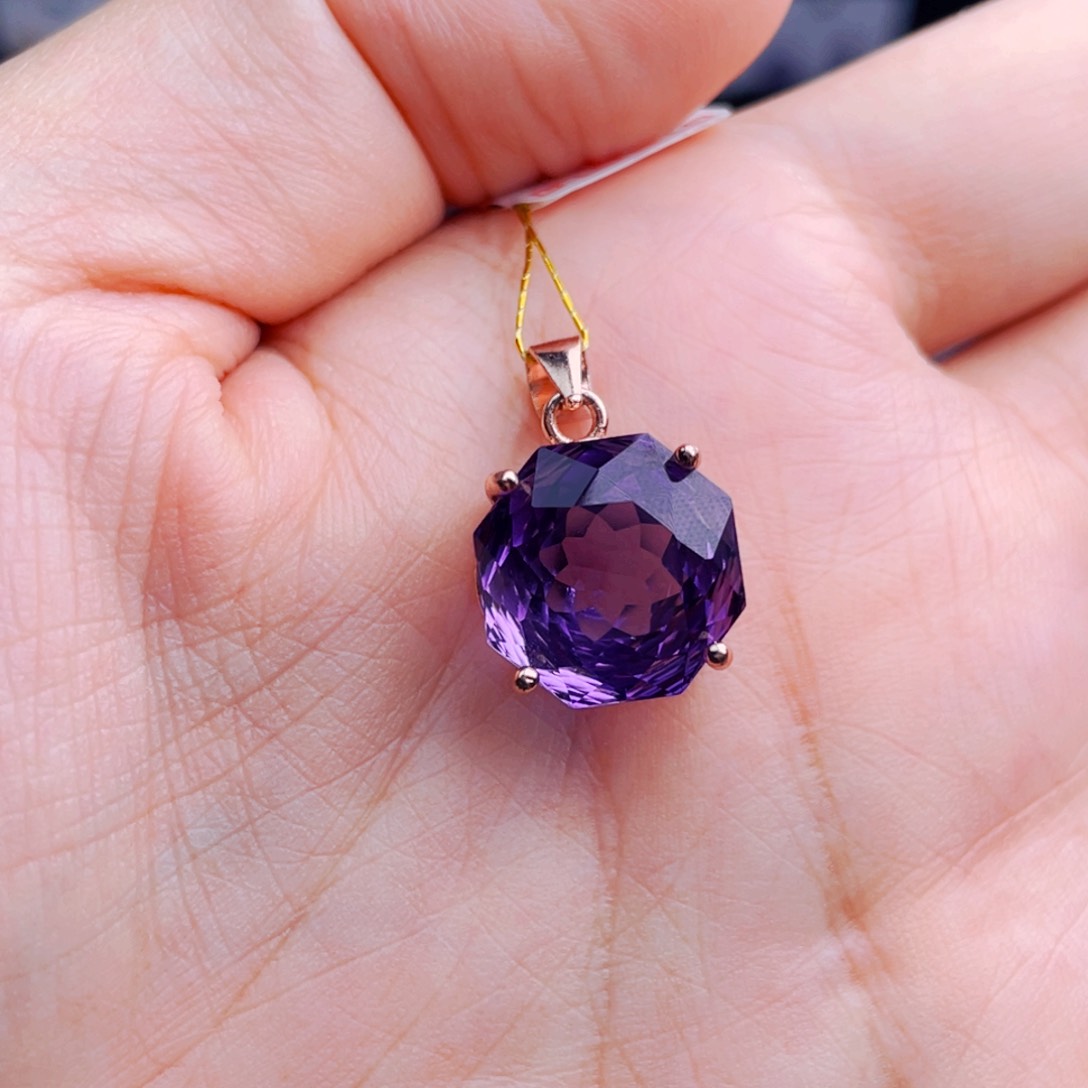 颈饰银S925镶嵌紫晶天然保真