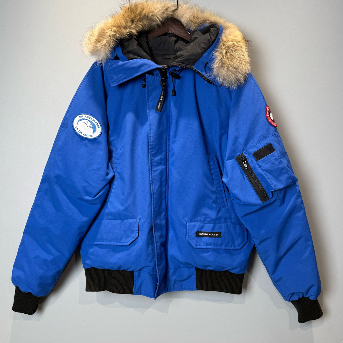 99新 CANADA GOOSE 滑雪飞行员短款蓝色羽绒服/L码/1087