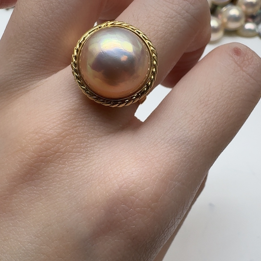 拼合珍珠（马贝珠）戒圈未镶嵌