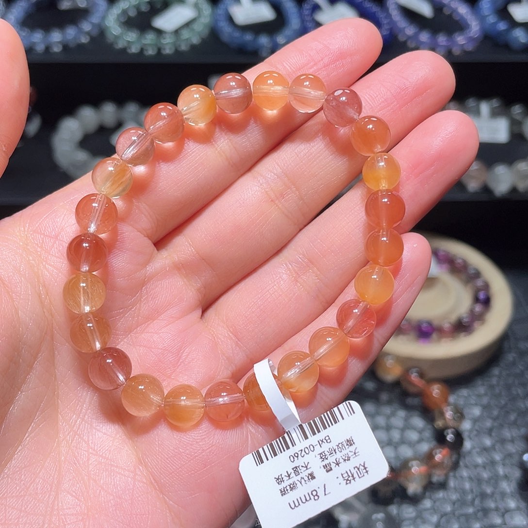 水晶手链未镶嵌兔毛手链，晶体通透