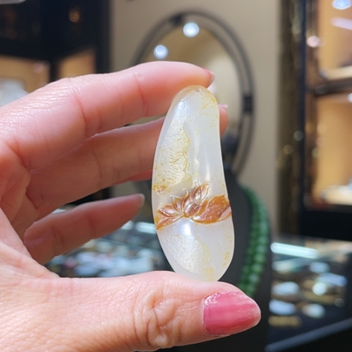 【闪购商品】和田玉颈饰未镶嵌观音荷花牌