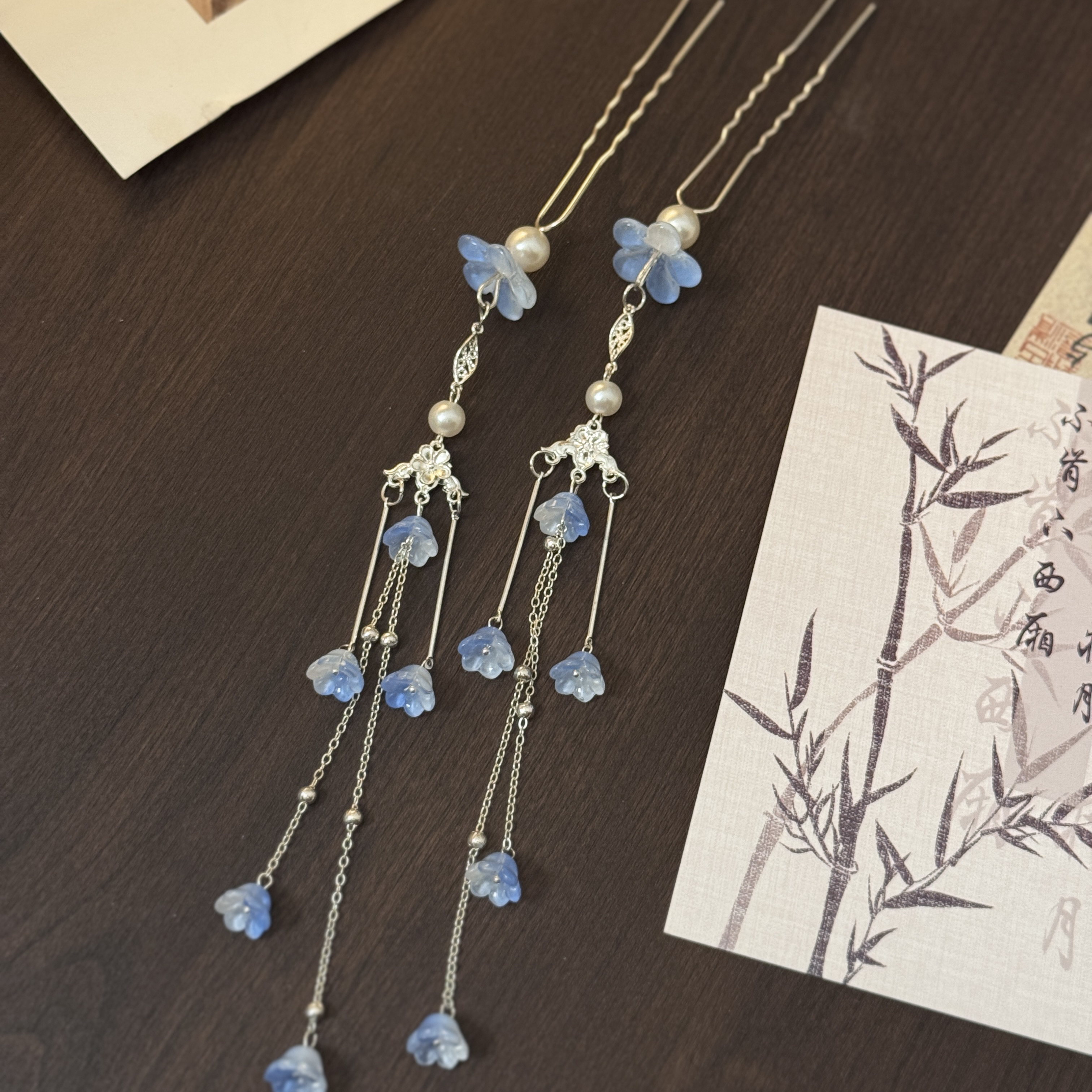 蓝色【听铃兰】古风汉服配饰