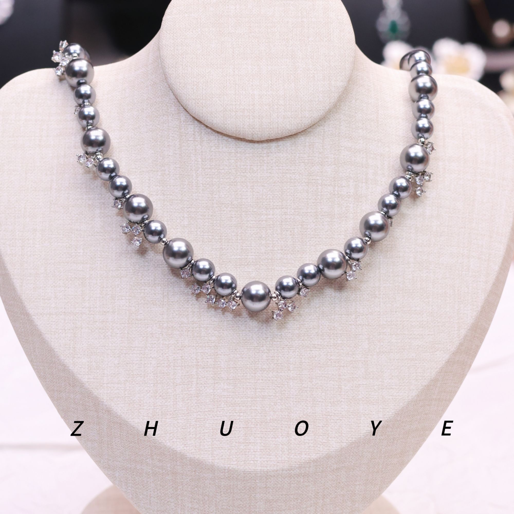 铜合金项链 灼晔·银蝶之恋 高级施家珠蝴蝶气质百搭轻奢项链