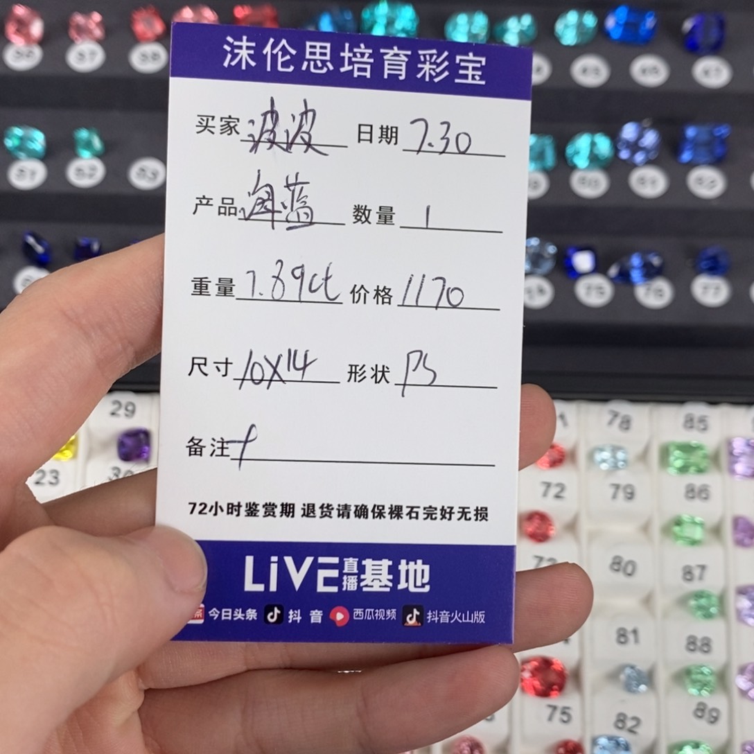 波***椰合成（培育）蓝宝石裸石未镶嵌7.89