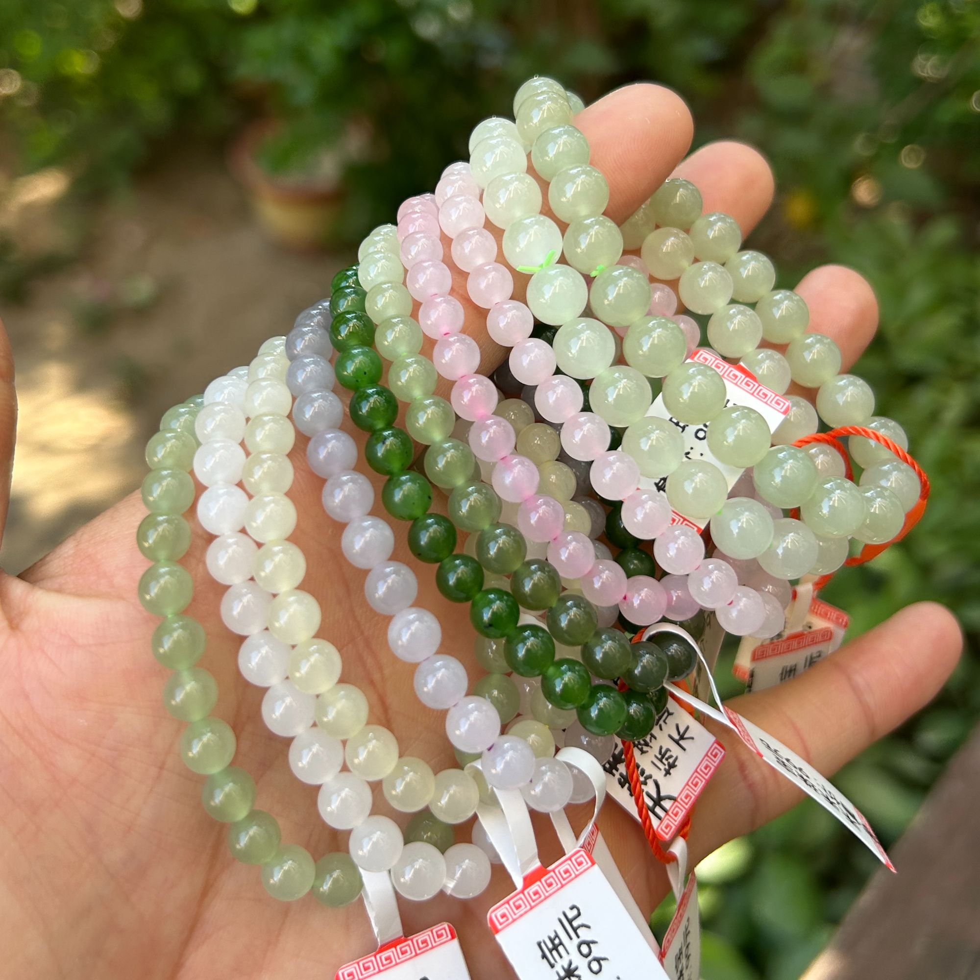 天然玉石和田玉手串碧玉浅晴藕粉湖水白玉蜂蜜水冰晴多样性发其一