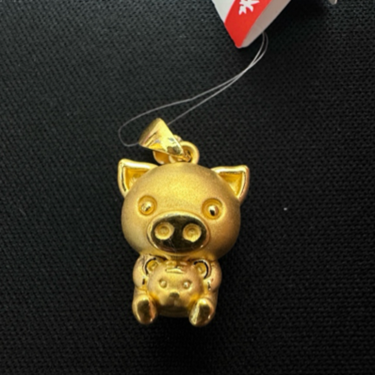 老庙足金小猪吊坠