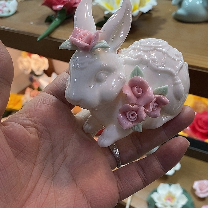 瓷片纯手工陶瓷花摆件2