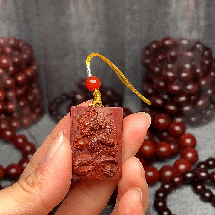 小叶紫檀手串/手链印度小叶紫檀原汁原味龙牌钥匙扣