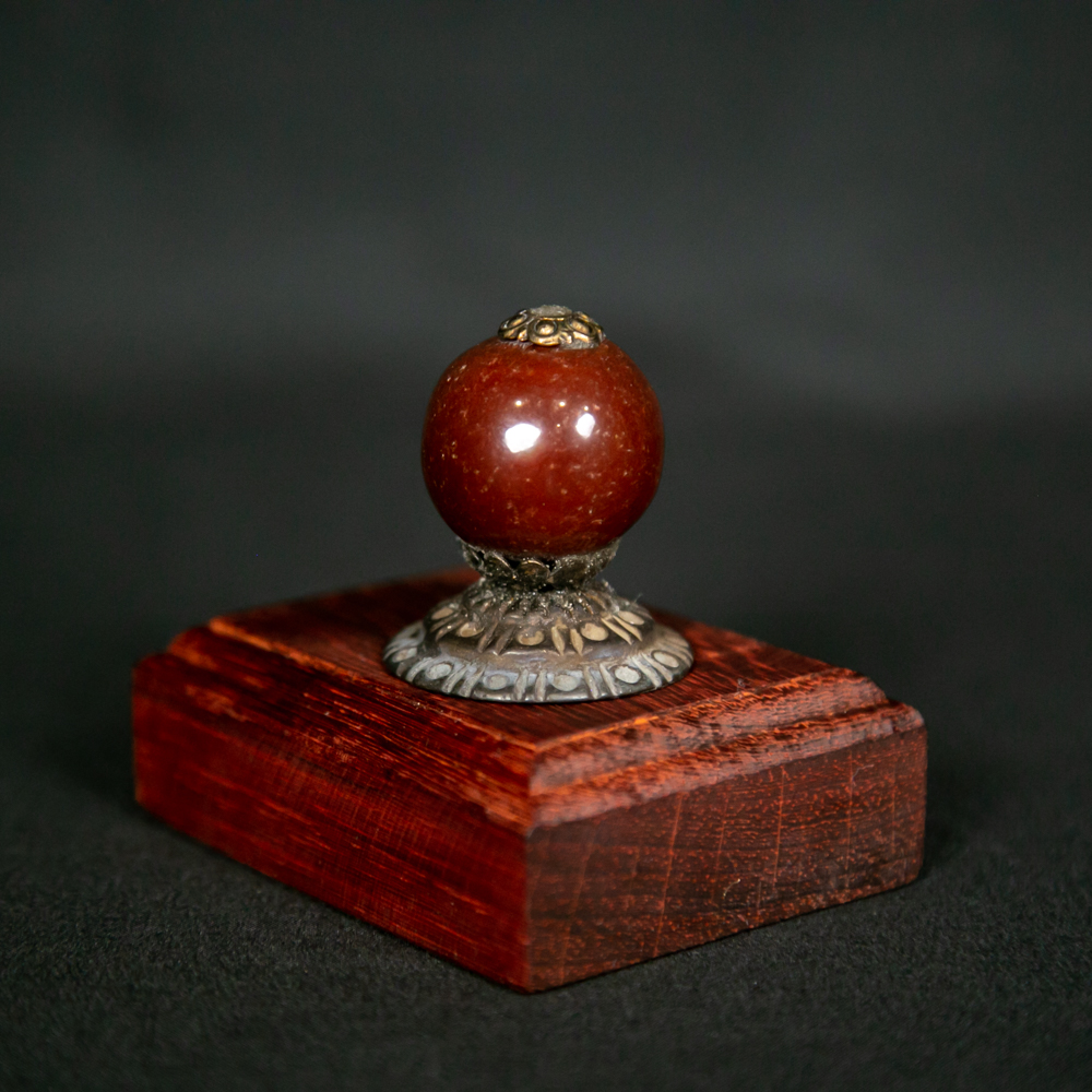 清/镶铜顶珠单颗（红色）DZ-00019