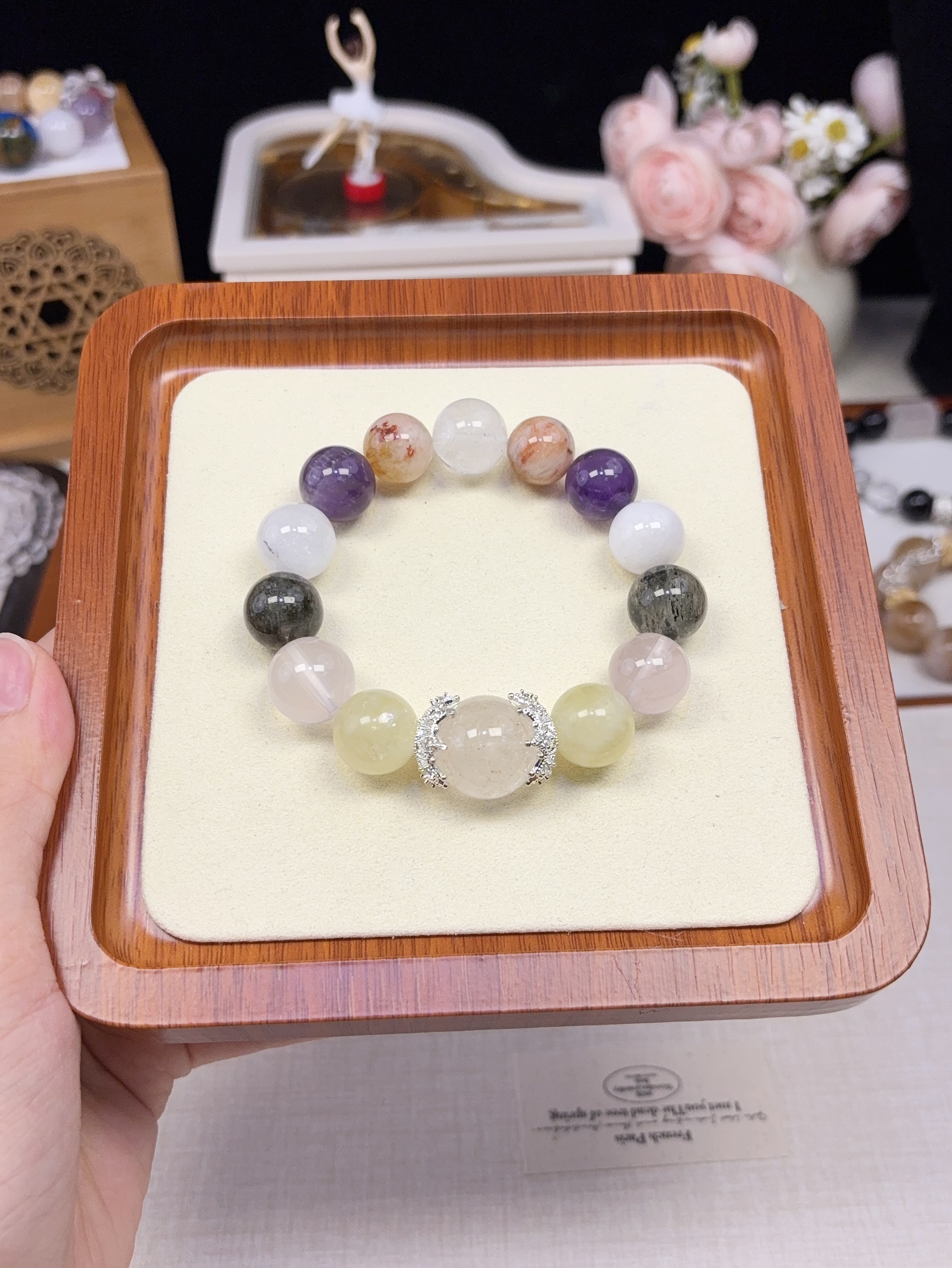 【黄水晶+紫水晶+白水晶】一朵珠Diy原创天然水晶【多宝手串】保真