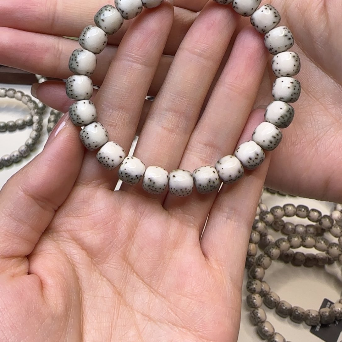 星月菩提手串樂*樂石玉河豚绿背头条9×8