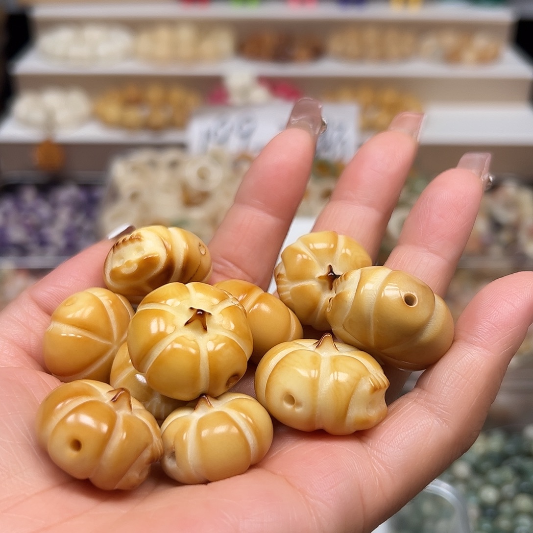 手串菩提根/象牙果瑕疵炭烧南瓜多妹10颗配大小有裂
