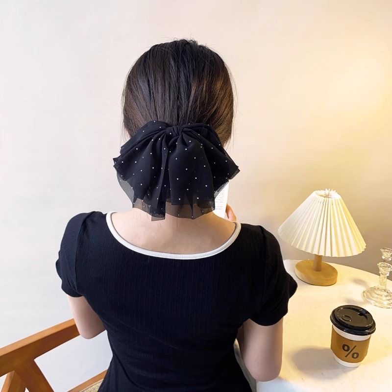 【晚茉饰品】蝴蝶结弹簧夹女简约韩版优雅百搭马尾发夹云朵弹夹发饰