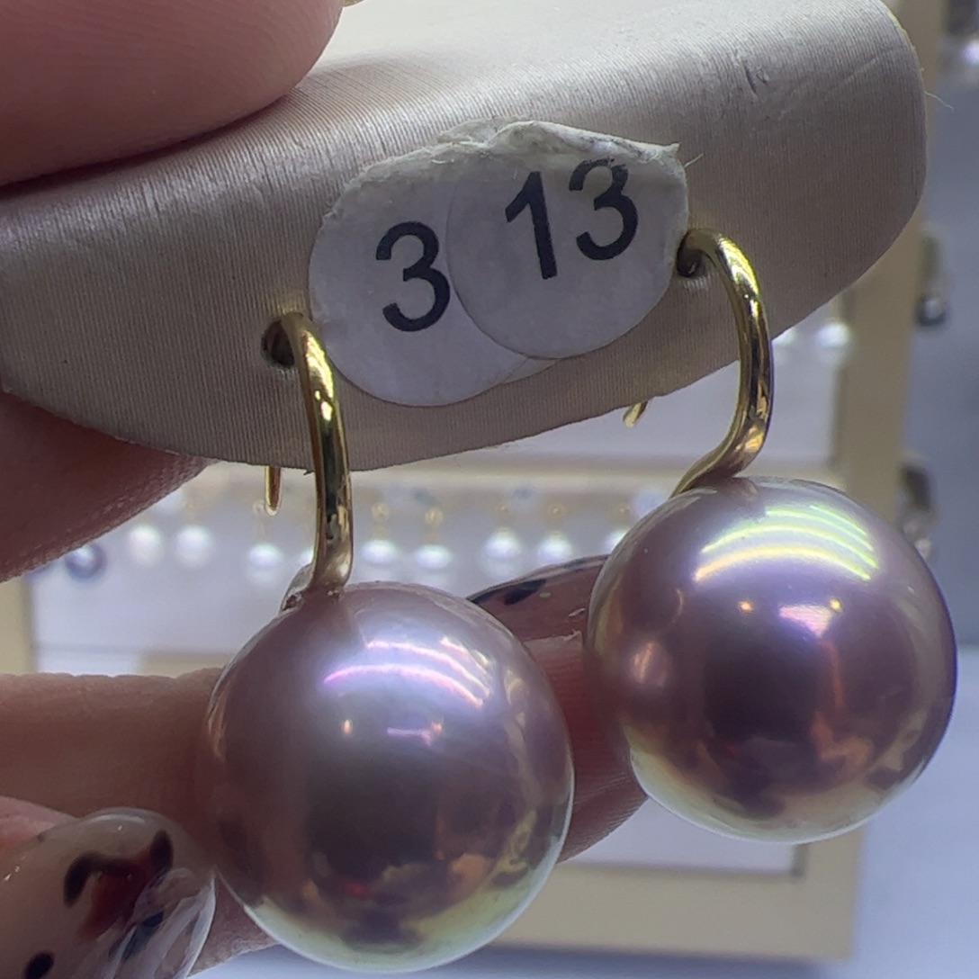 淡水珍珠耳饰18K金镶嵌