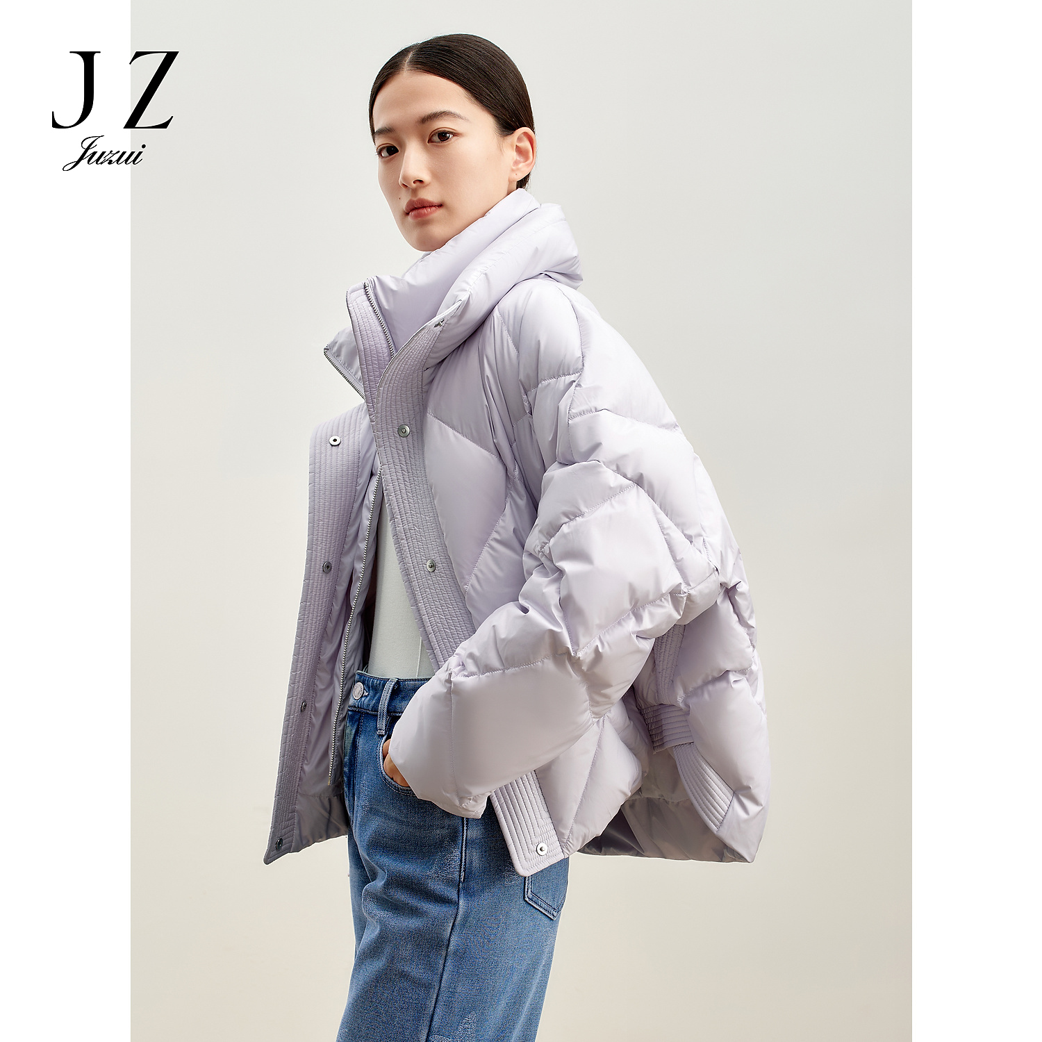 商场同款JZ玖姿简约一手长白鹅绒短羽绒女2023冬季新款JWDD03309