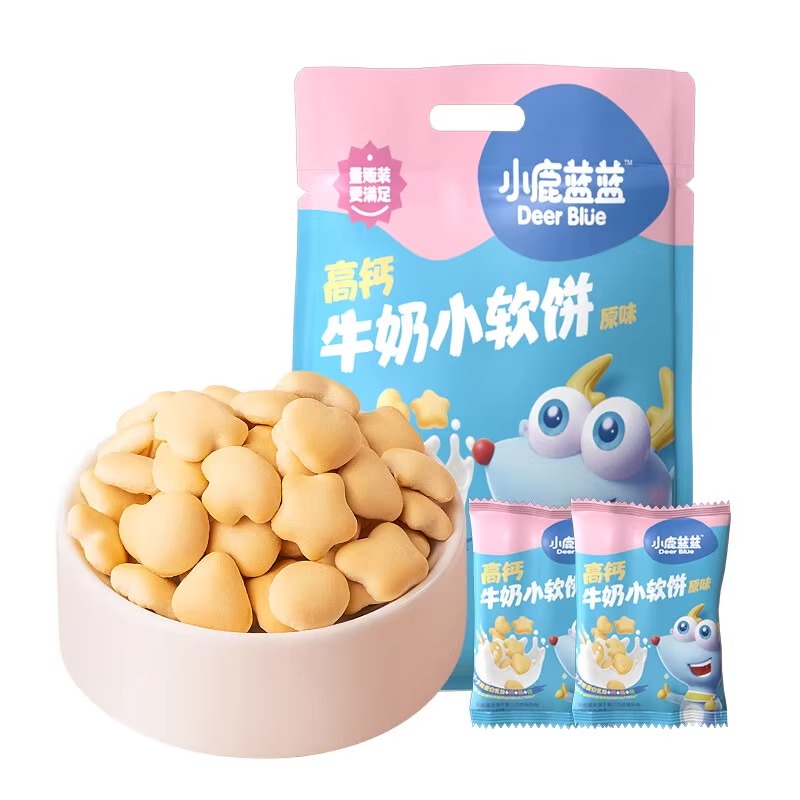 小鹿蓝蓝高钙牛奶小软饼独立包装无添加香精磨牙饼干送婴幼儿食谱