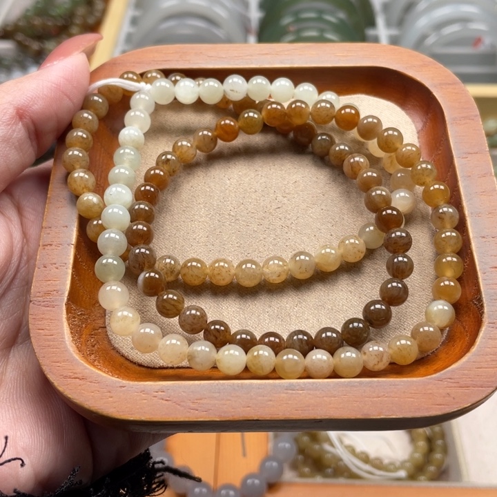 和田玉珠串6mm未镶嵌