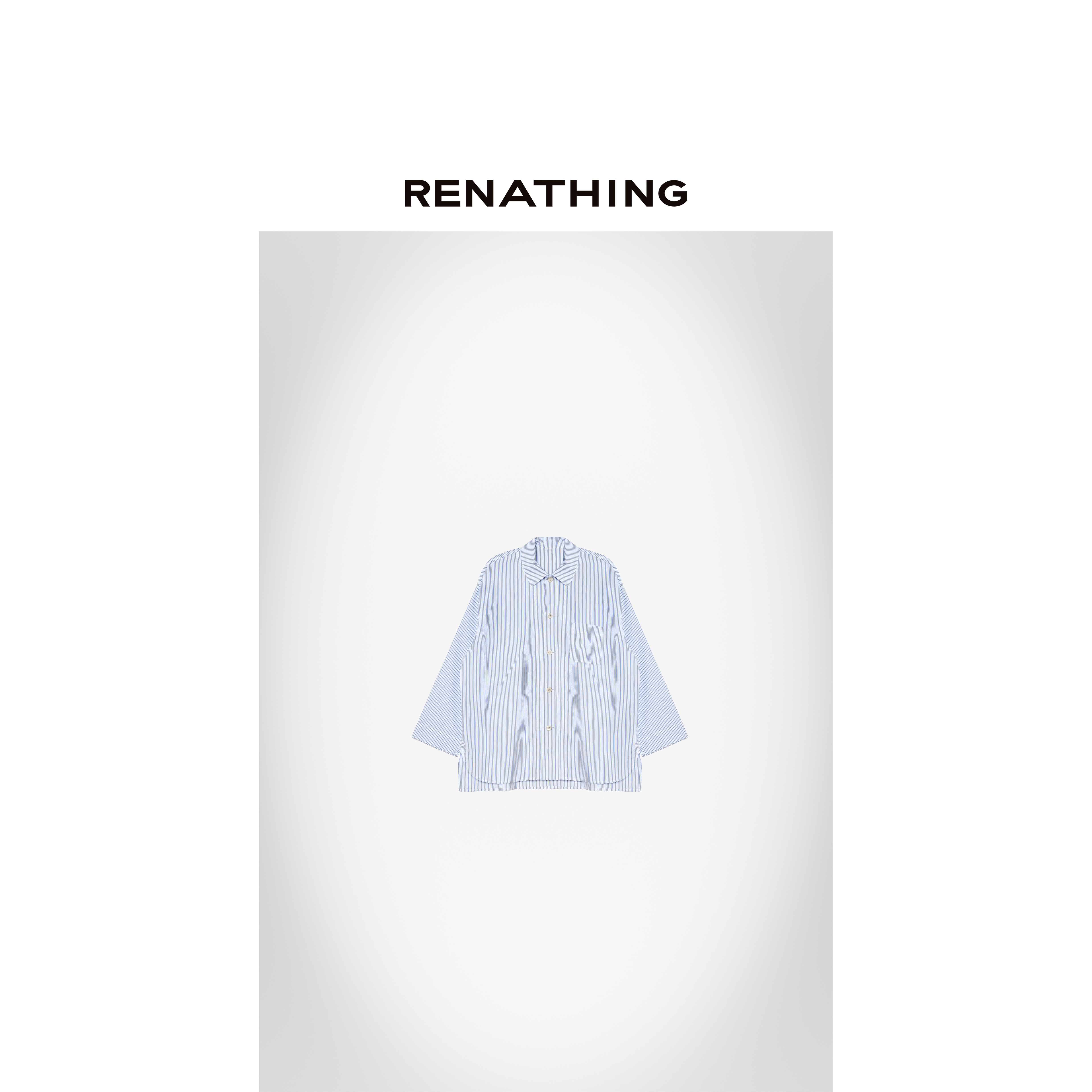 【RENATHING】细条纹宽松翻领衬衫