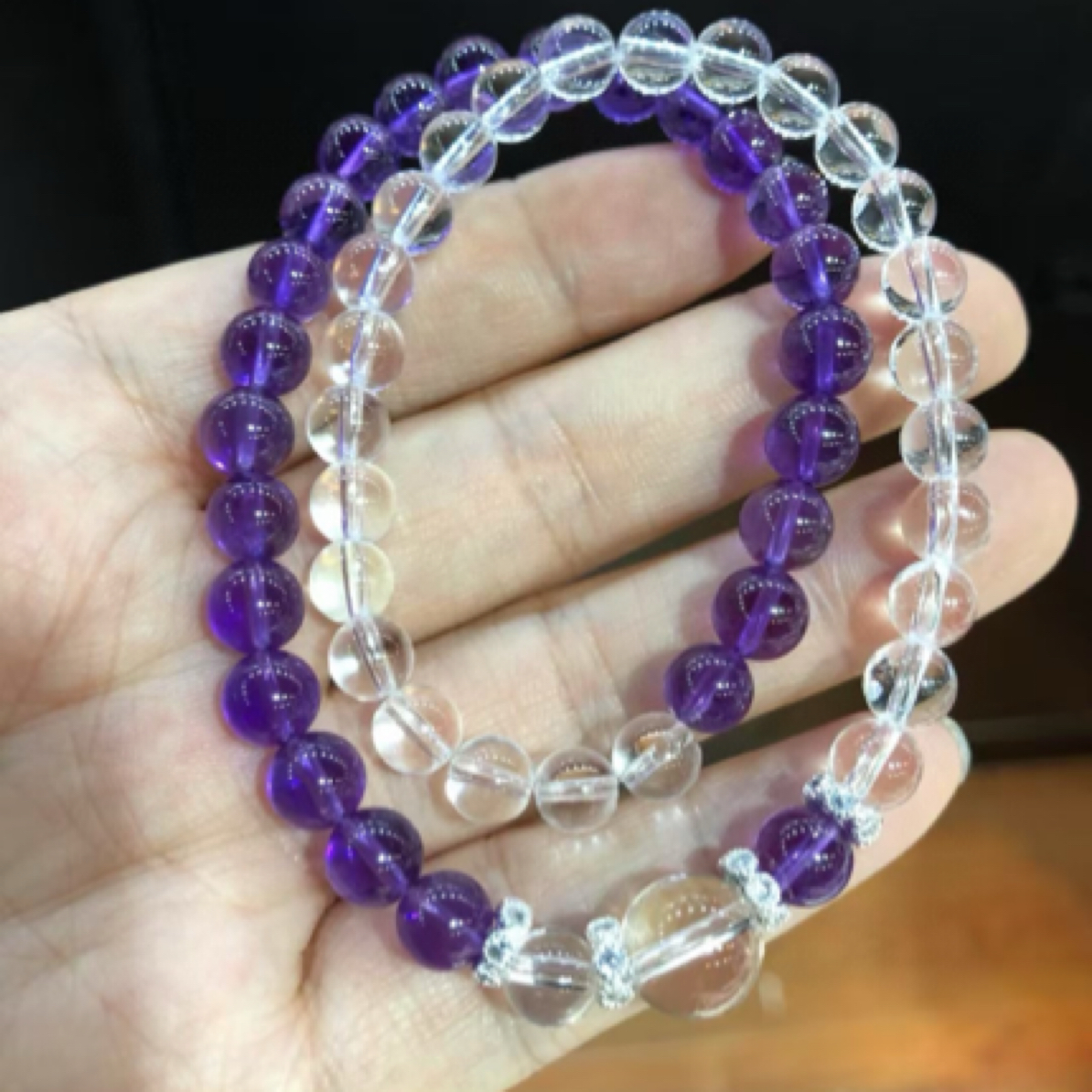 九紫离火年适合佩戴 紫水晶｜开智慧 白水晶6mm紫色