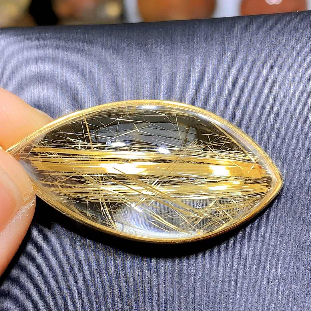 水晶吊坠银S925镀金镶嵌天然水晶