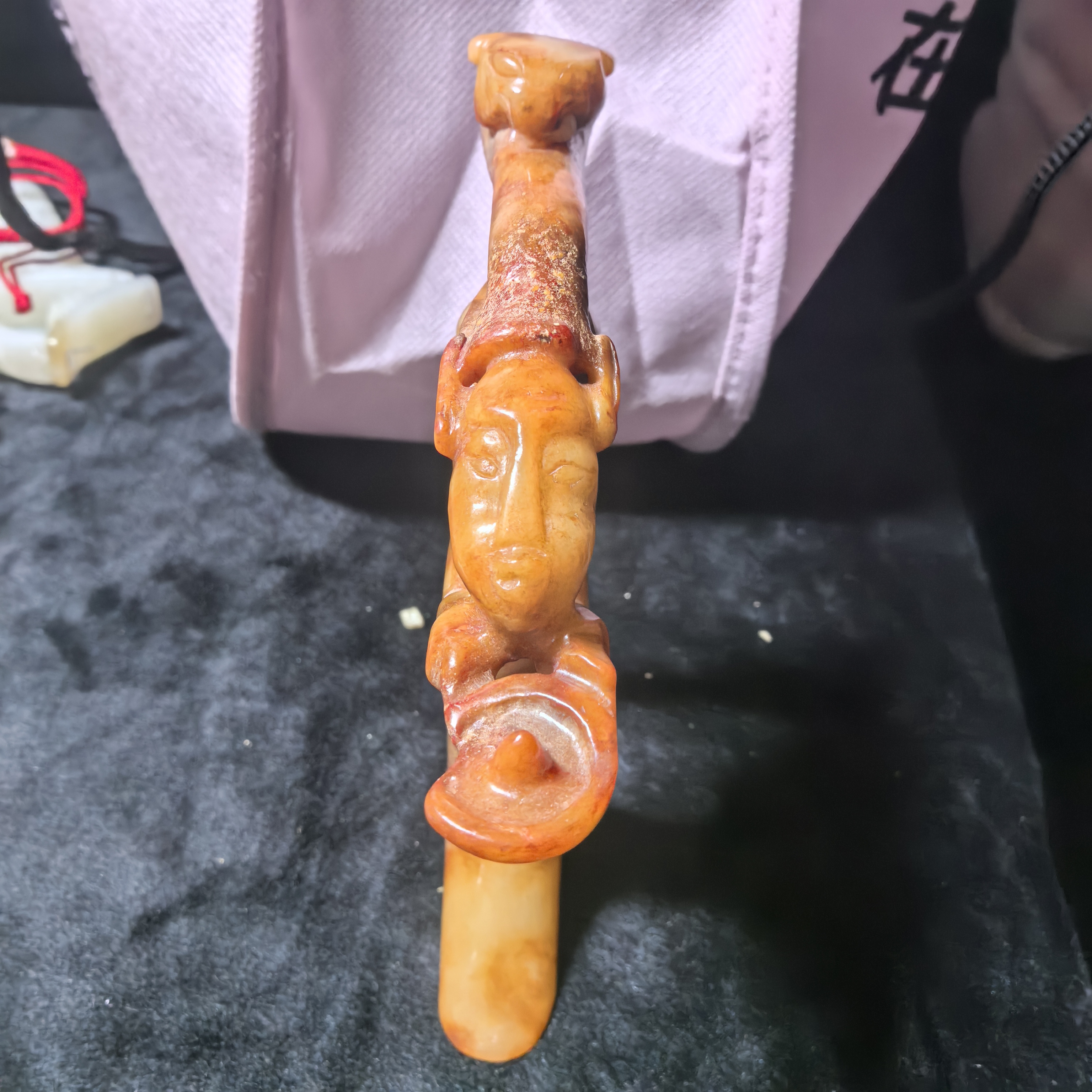 和田玉古玉灯台摆件