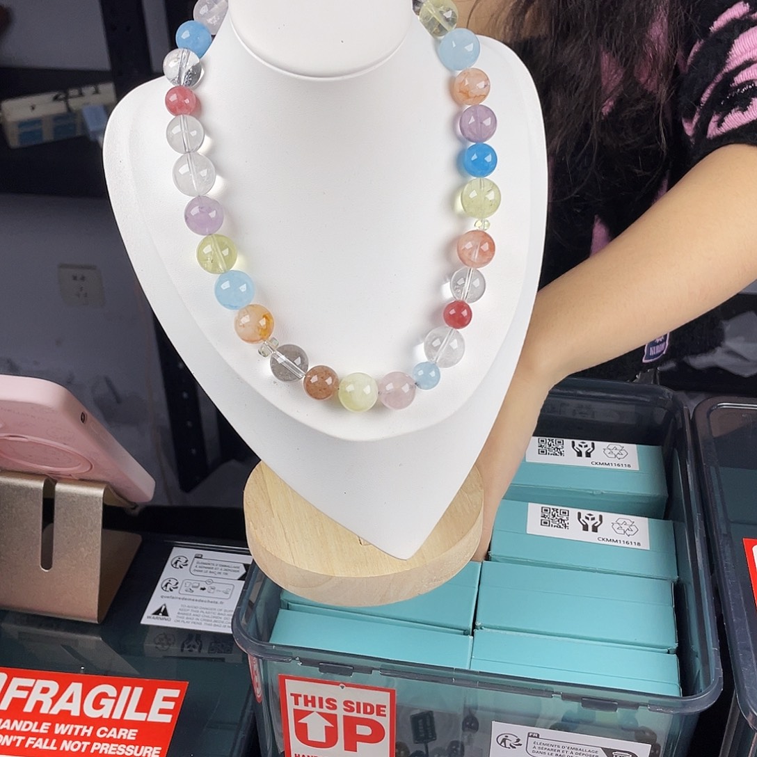 水晶手串银S925镀金镶嵌