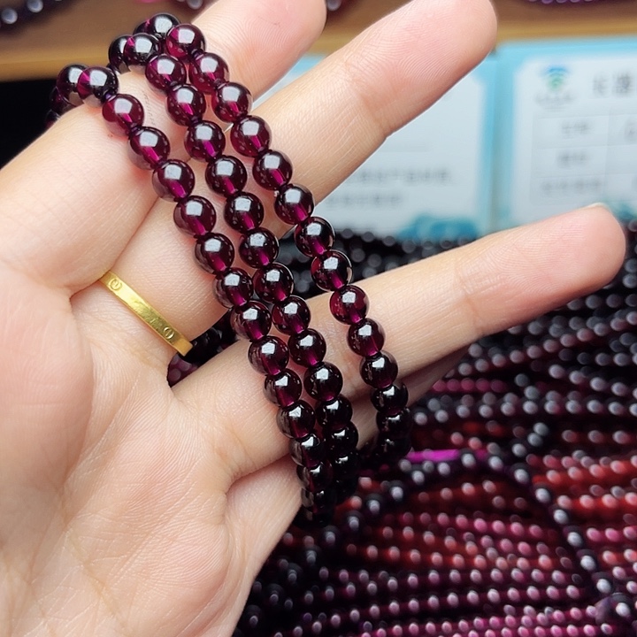 小***角手链未镶嵌石榴石卡5.5紫牙乌三圈毕业级
