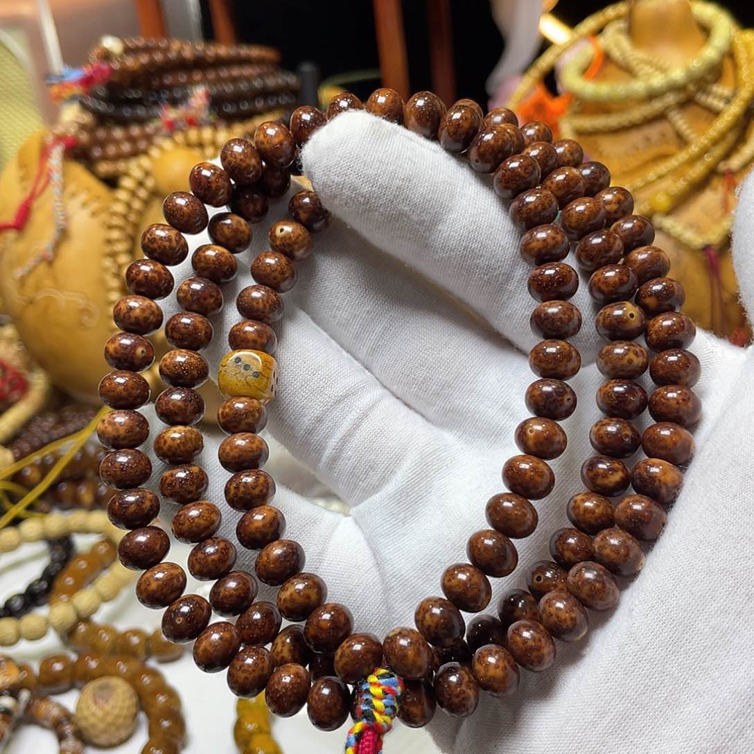 手串星月菩提7-9正月苹果珠虎皮玉化