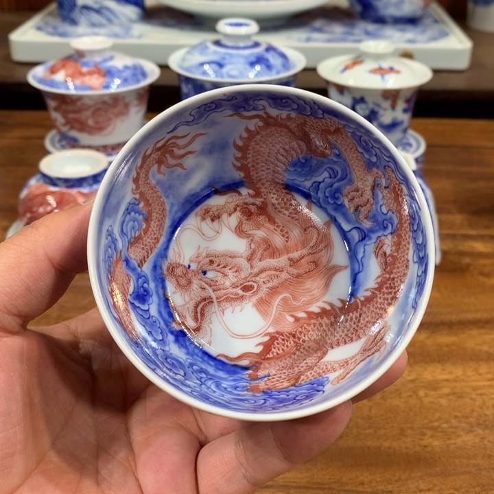 自成堂柴窑 青花釉里红