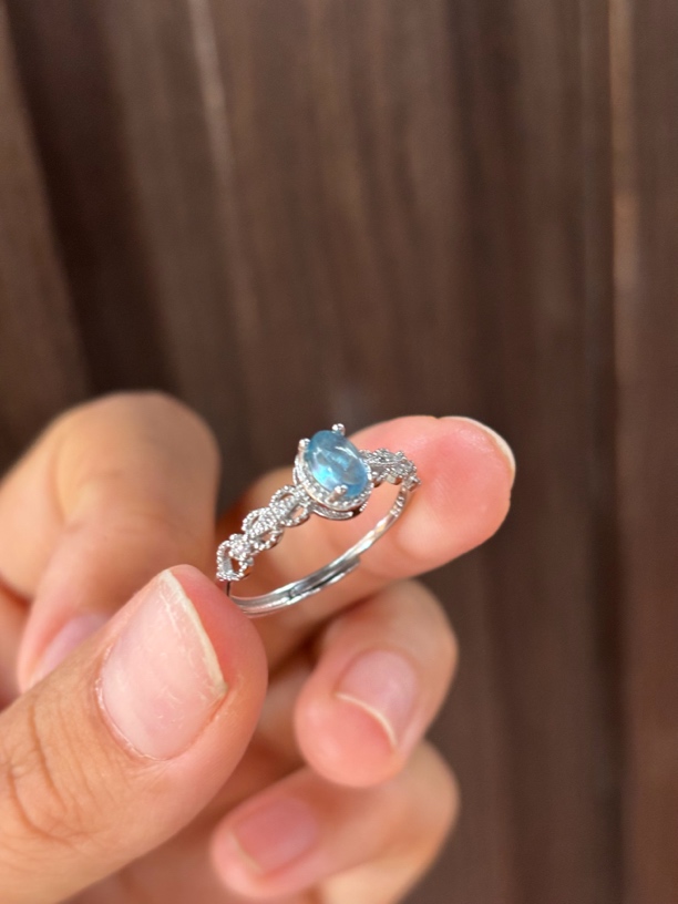 4773WM海蓝宝s925银镶嵌戒指