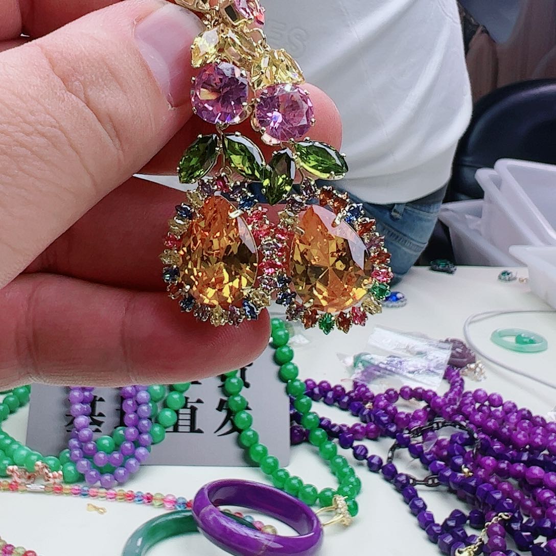 水晶耳饰14K金镶嵌水晶