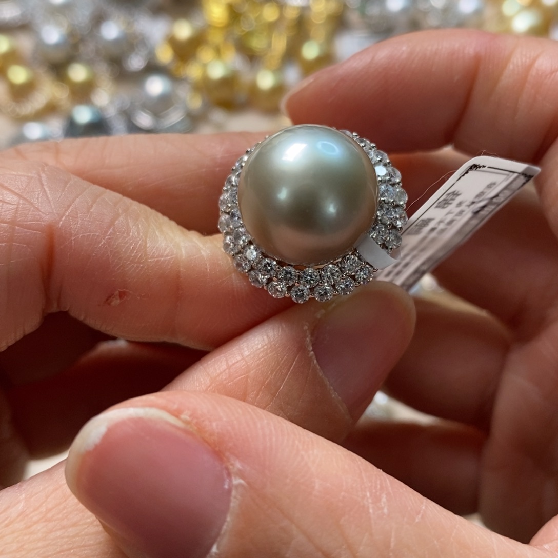 海水珍珠戒指银S925镶嵌