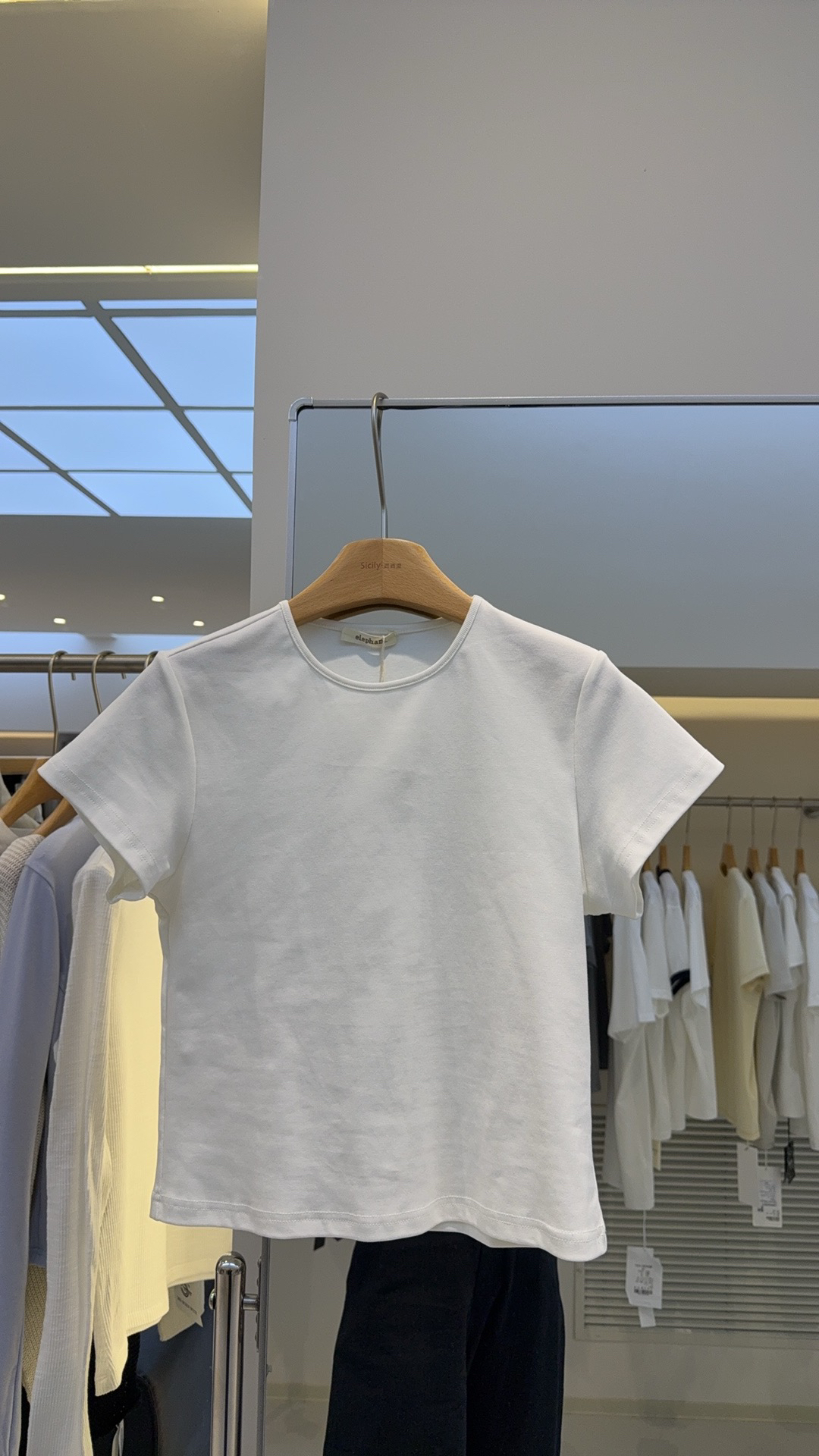 简约纸片人短袖女士短款