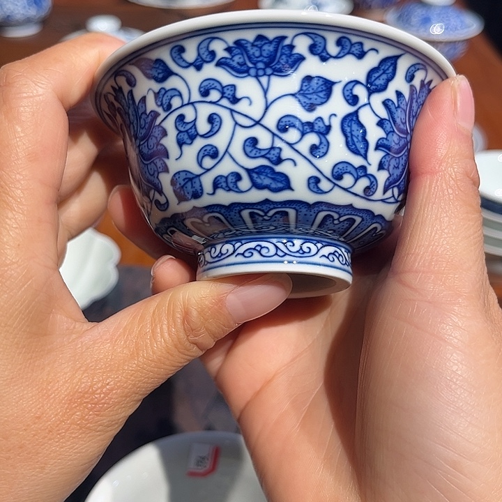 镹曰茶闲柴窑手工手绘青花小微瑕