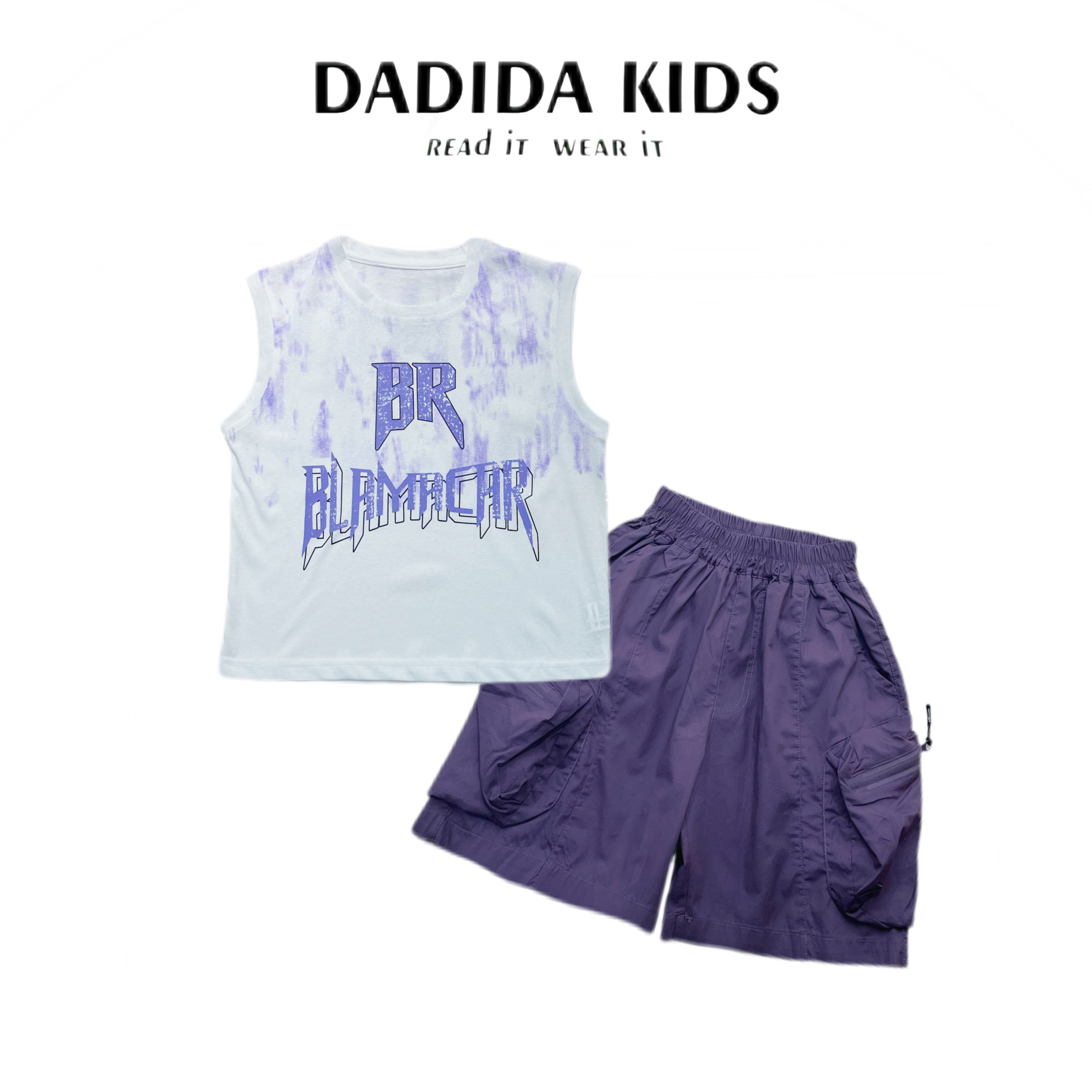 dadida/嗒嘀嗒夏季男童无袖背心痞帅两件套805201395