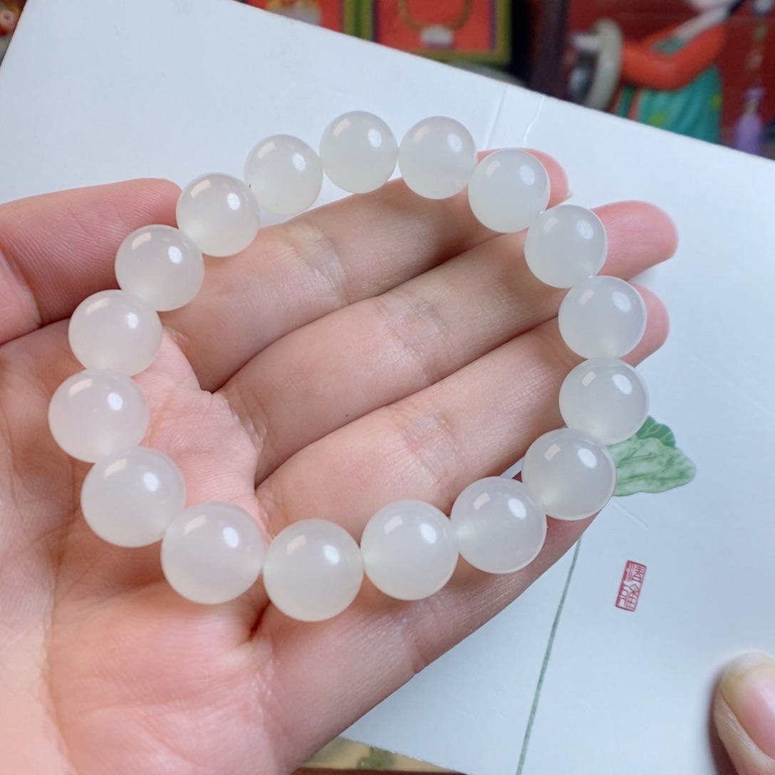 和田玉手链未镶嵌白月光