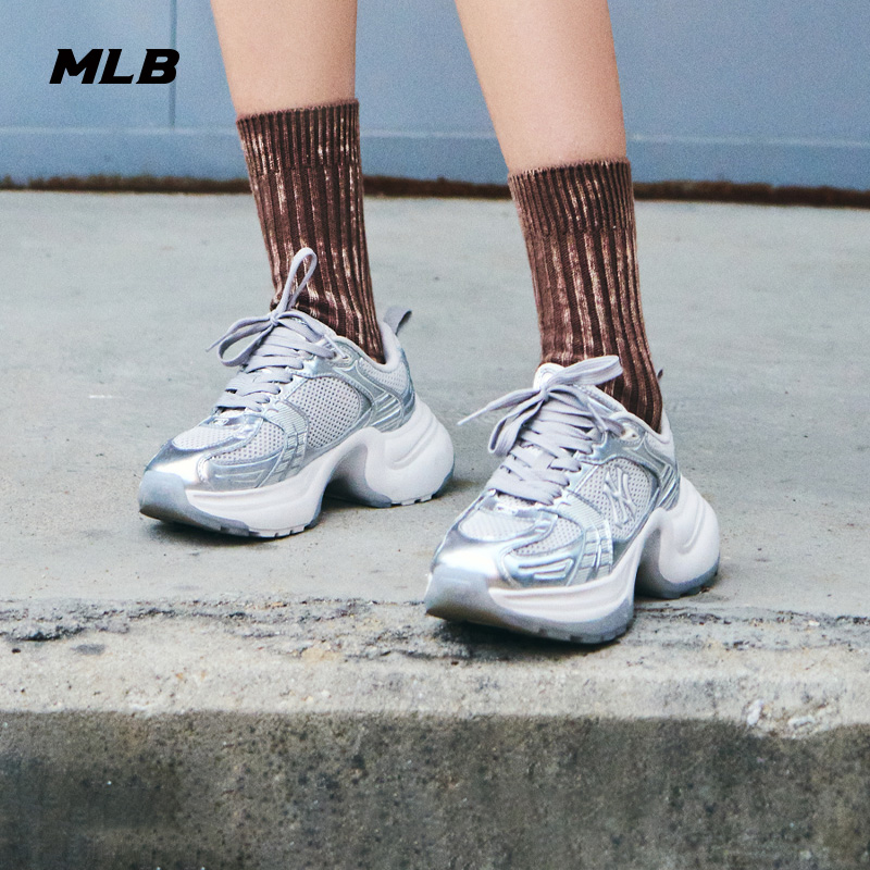 MLB官方女款流光风网面拼接厚底增高老爹鞋时尚休闲鞋25春款SHW04