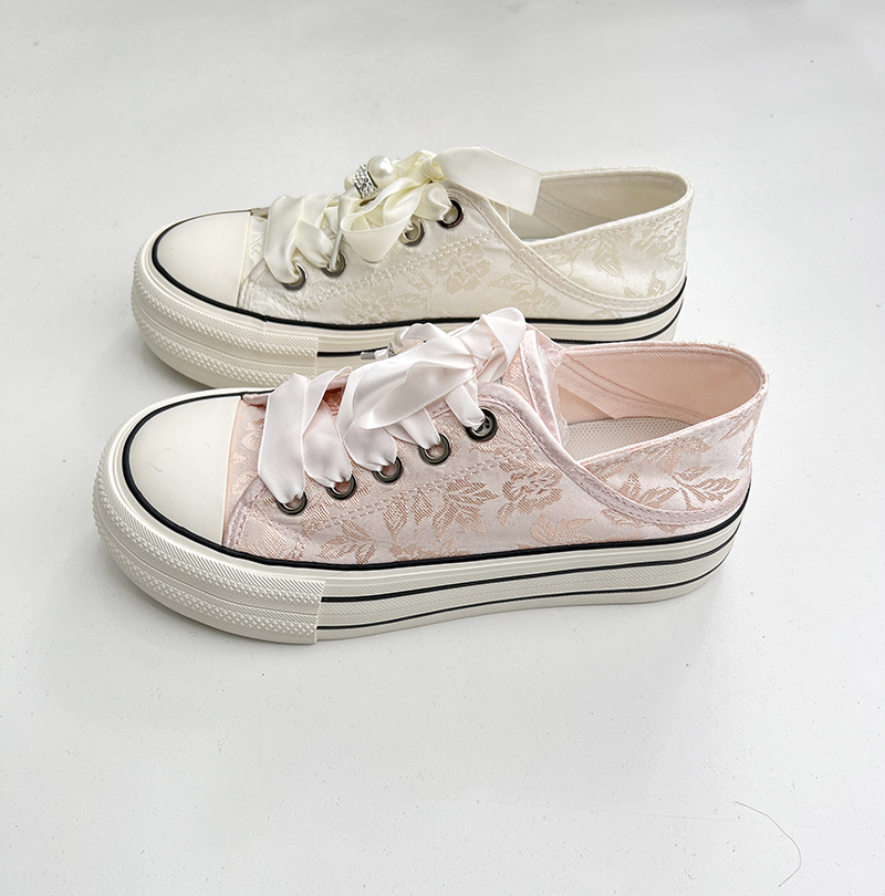 厚底两穿小白鞋子女2025春季新款小个子显高国风刺绣帆布鞋板鞋08