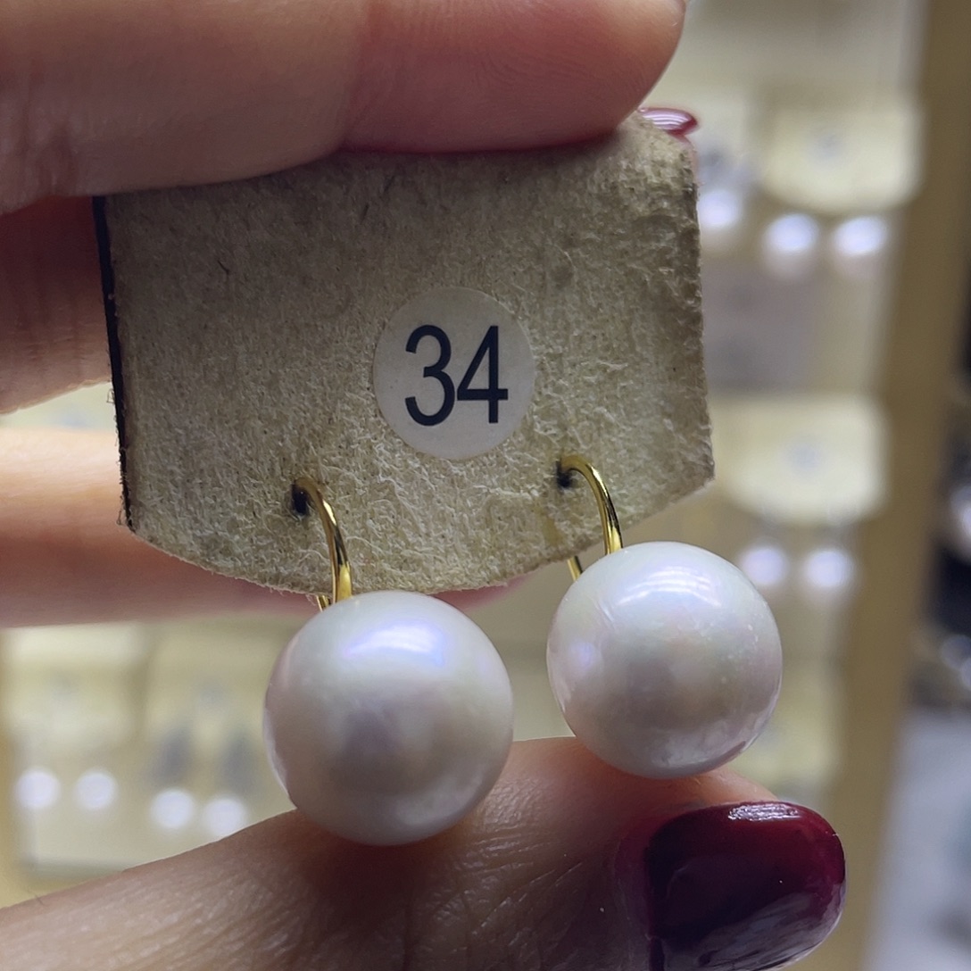 淡水珍珠耳饰银S925镶嵌