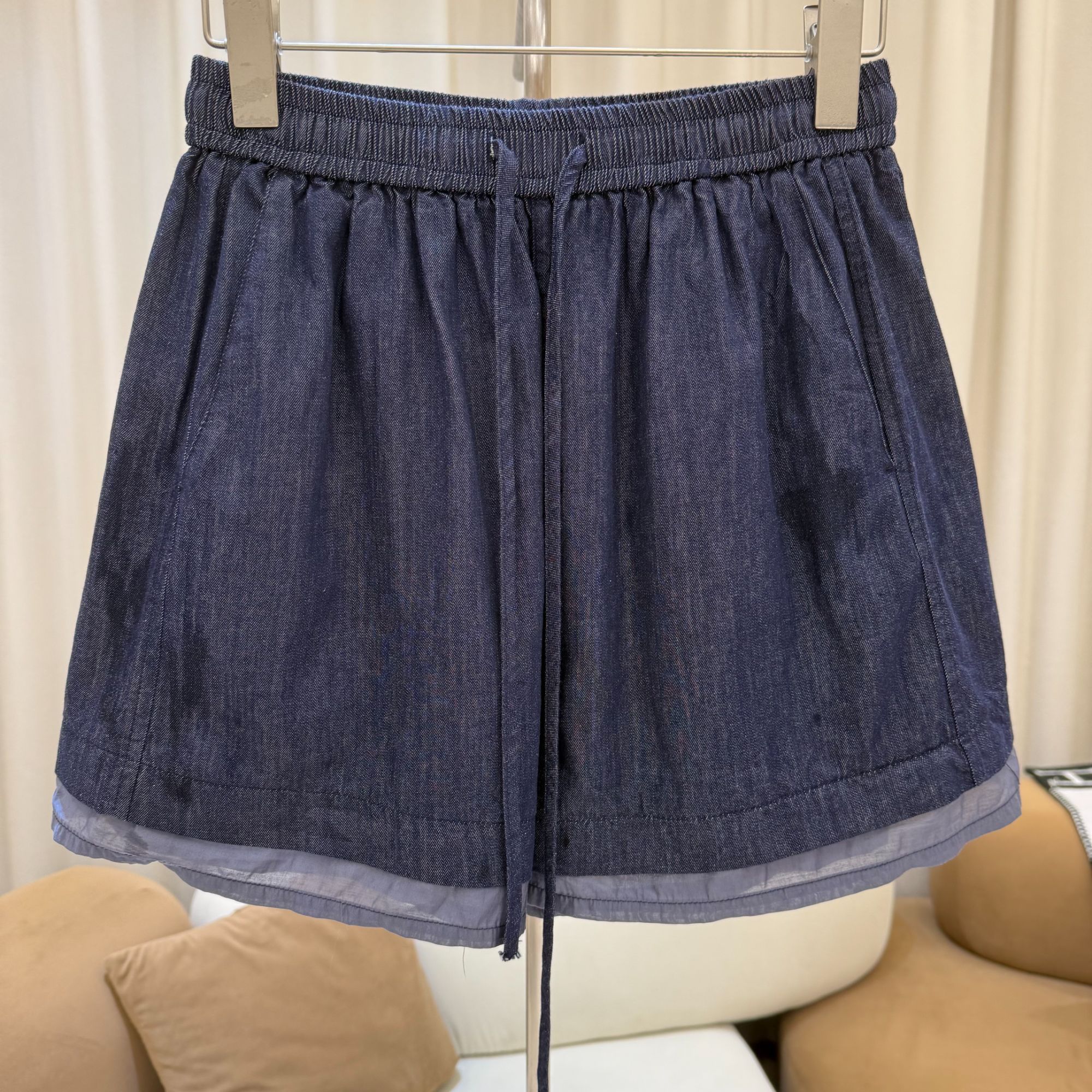 大码松紧高腰牛仔短裤女夏胖mm显瘦宽松A字阔腿热裤